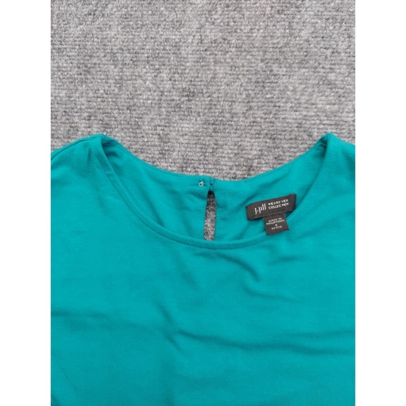 J Jill Wearever Dress Small Petite Turqoise Blue Short Sleeve Crew Neck Knee - Picture 5 of 11